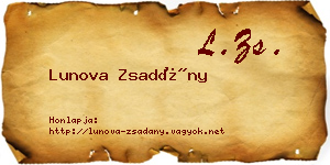 Lunova Zsadány névjegykártya